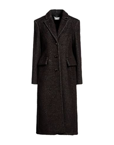 Meimeij Woman Coat Dark Brown Size 6 Acrylic, Polyester, Wool, Acetate, Viscose