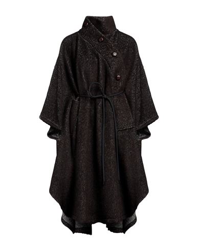 Meimeij Woman Capes & Ponchos Dark Brown Size 10 Acrylic, Polyester, Wool, Acetate, Viscose