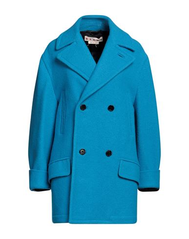 Shop Marni Woman Coat Azure Size 6 Virgin Wool In Blue