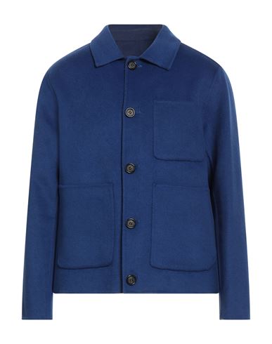Paolo Pecora Man Jacket Blue Size 42 Polyester, Wool In Blue