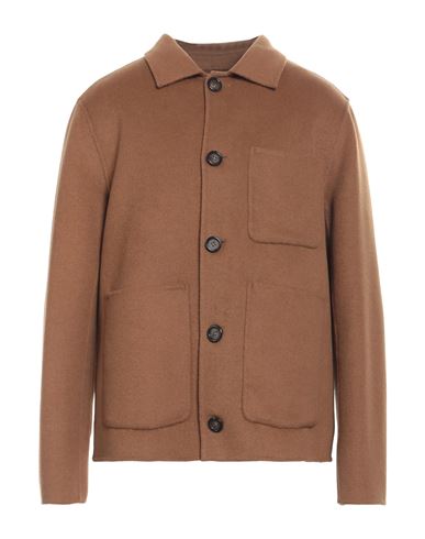 Paolo Pecora Man Coat Camel Size 40 Polyester, Wool In Beige