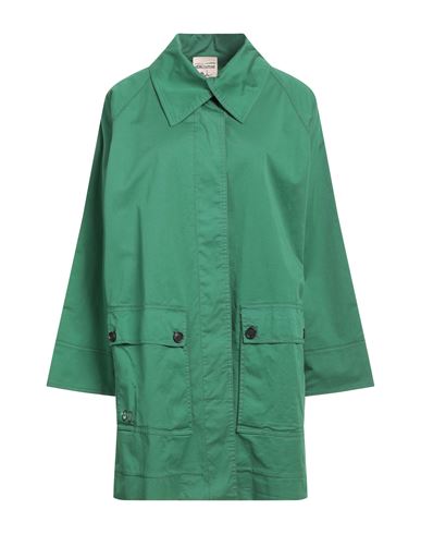 Shop Semicouture Woman Overcoat & Trench Coat Green Size M Cotton, Elastane