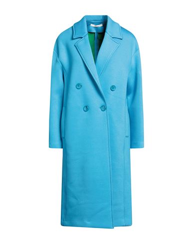Souvenir Woman Coat Turquoise Size S Viscose, Polyurethane, Elastane In Blue