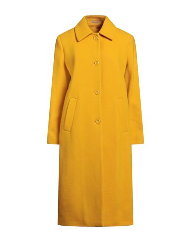 Paltò Woman Coat Yellow Size 8 Virgin Wool, Polyamide, Cashmere