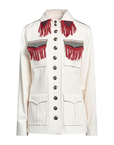 Etro Woman Jacket Ivory Size 10 Cotton, Metallic Fiber, Brass In White