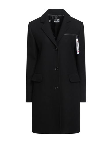 Love Moschino Woman Coat Black Size 8 Virgin Wool, Polyamide