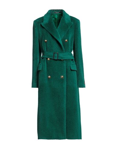 Shop Tagliatore 02-05 Woman Coat Emerald Green Size 4 Alpaca Wool, Virgin Wool