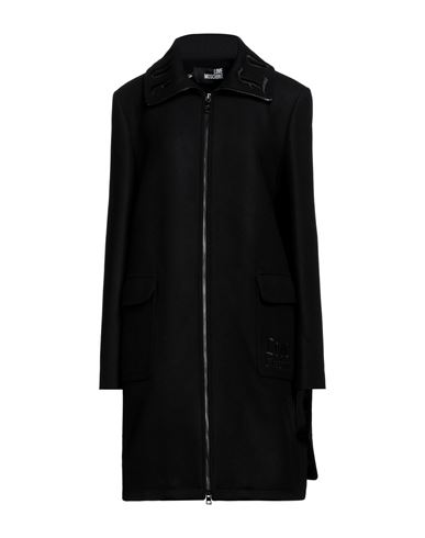 Love Moschino Woman Coat Black Size 6 Virgin Wool, Polyamide