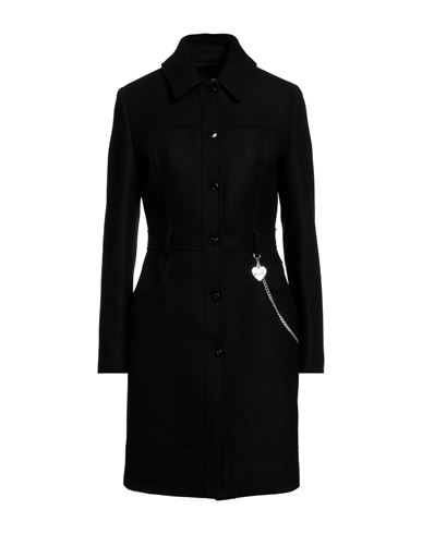 Love Moschino Woman Coat Black Size 10 Virgin Wool, Polyamide
