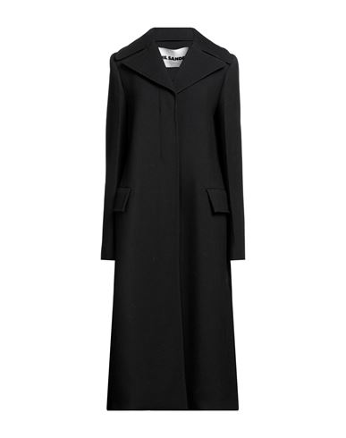 Jil Sander Woman Coat Black Size 6 Virgin Wool, Polyamide