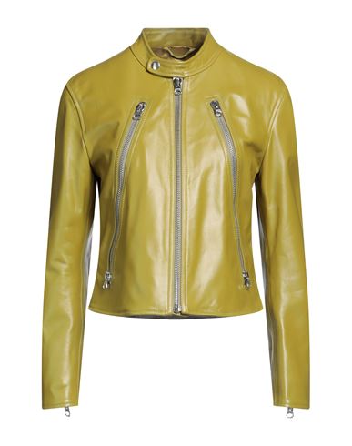 Mm6 Maison Margiela Woman Jacket Military Green Size 4 Bovine Leather