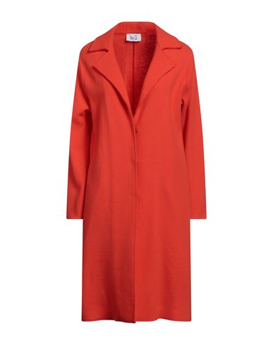 Niū Woman Overcoat & Trench Coat Orange Size Xl Virgin Wool, Polyamide