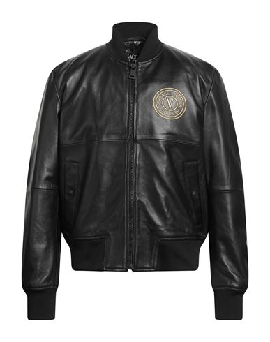 Versace Jeans Couture Man Jacket Black Size 46 Lambskin, Polyester
