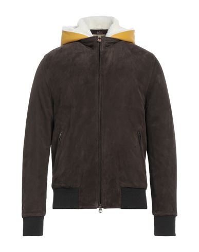 Stewart Man Jacket Dark Brown Size L Soft Leather, Shearling