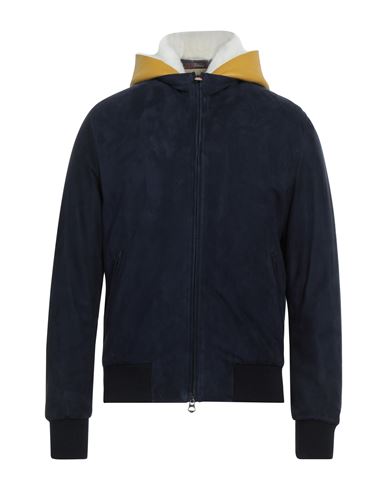 Stewart Man Jacket Navy Blue Size Xxl Soft Leather, Shearling