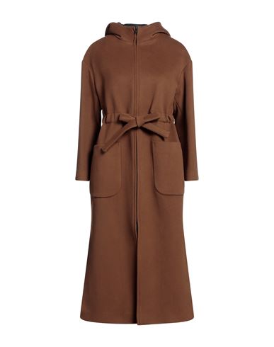 Hevo Hevò Woman Coat Cocoa Size 0 Virgin Wool, Mohair Wool, Polyamide In Brown