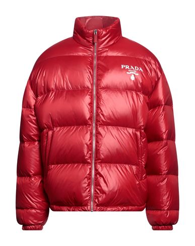 Prada Man Down Jacket Red Size L Recycled Polyamide