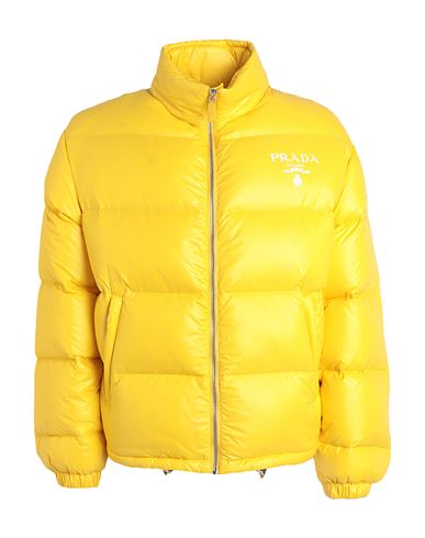 Shop Prada Man Down Jacket Yellow Size Xs Recycled Polyamide