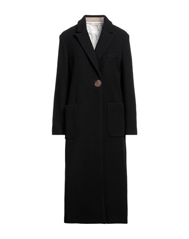 Alysi Woman Coat Black Size 2 Virgin Wool, Polyamide