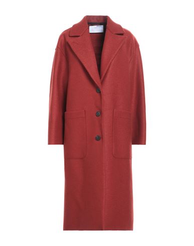 Shop Harris Wharf London Woman Coat Brick Size 6 Virgin Wool In Red