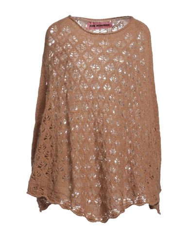 Pink Memories Woman Capes & Ponchos Camel Size Onesize Polyamide, Mohair Wool, Wool In Beige