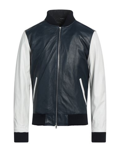 Gazzarrini Man Jacket Navy Blue Size Xl Soft Leather