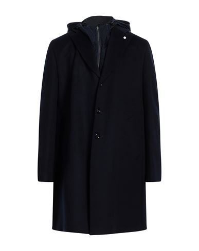 Luigi Bianchi Mantova Man Coat Midnight Blue Size 48 Virgin Wool, Cashmere