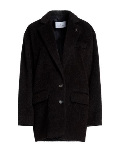 Manuel Ritz Woman Coat Dark Brown Size 6 Wool, Polyamide, Mohair Wool, Alpaca Wool
