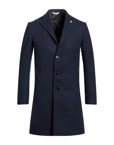 Alessandro Gilles Man Coat Navy Blue Size 36 Polyester, Viscose, Elastane