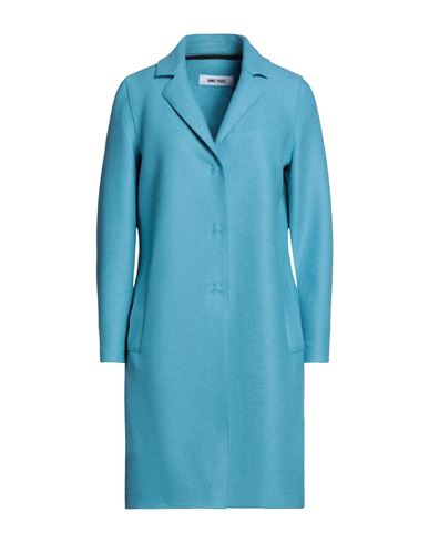 Annie Paris Woman Overcoat Azure Size 4 Virgin Wool In Blue