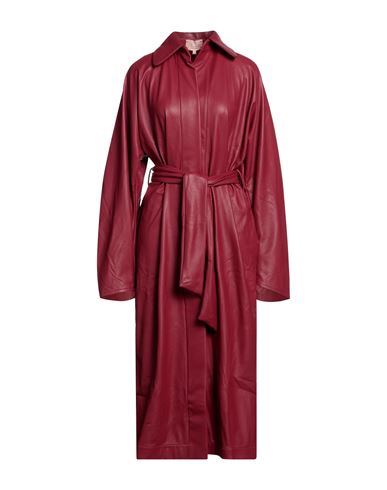 Liya Woman Overcoat & Trench Coat Garnet Size 6 Polyester, Polyurethane In Red