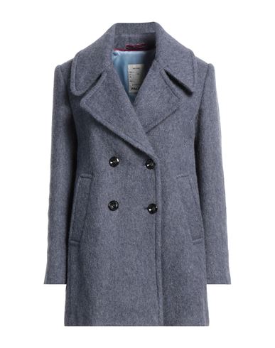 Paltò Woman Coat Slate Blue Size 4 Virgin Wool