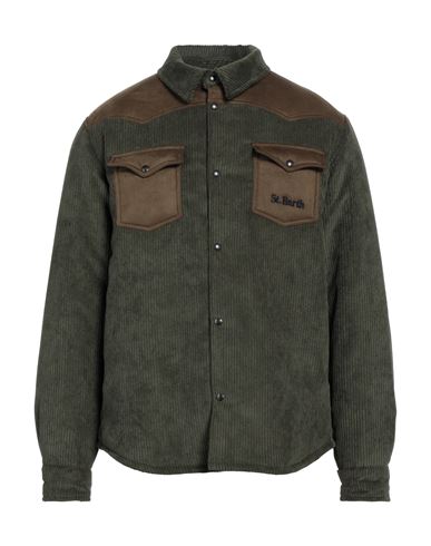 Mc2 Saint Barth Man Jacket Military Green Size L Polyester, Polyamide, Elastane