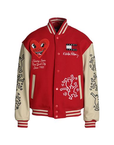 Tommy Jeans X Keith Haring Man Jacket Red Size M Wool, Polyamide