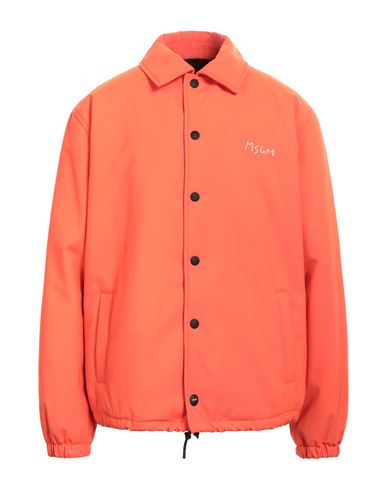 Msgm Man Jacket Orange Size 36 Virgin Wool, Elastane