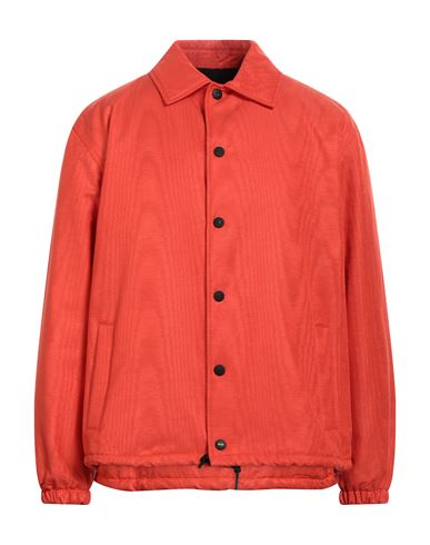 Msgm Man Jacket Orange Size 38 Cotton, Viscose
