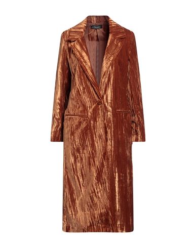Vanessa Scott Woman Overcoat & Trench Coat Tan Size M Polyester, Elastic Fibres In Brown