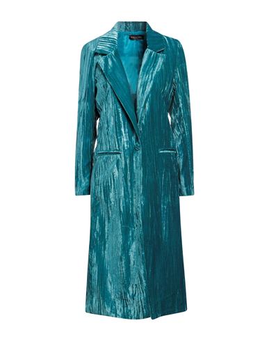Vanessa Scott Woman Overcoat & Trench Coat Deep Jade Size L Polyester, Elastic Fibres In Green