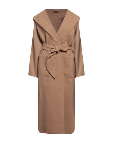 Vanessa Scott Woman Overcoat & Trench Coat Camel Size L Polyester, Viscose, Elastane In Beige