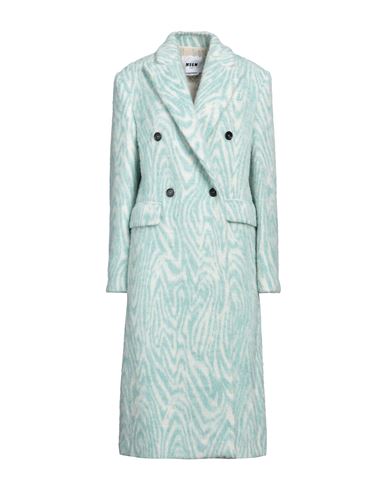 Msgm Woman Coat Turquoise Size 6 Synthetic Fibers, Wool, Alpaca Wool, Cotton, Polyamide In Blue