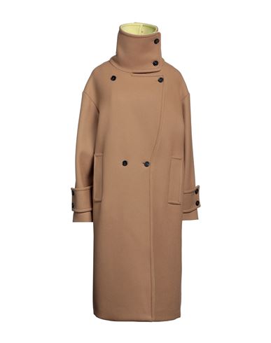 Msgm Woman Coat Camel Size 4 Wool, Polyamide, Cashmere In Beige