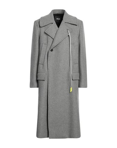 Msgm Man Coat Grey Size 40 Virgin Wool, Polyamide, Cashmere