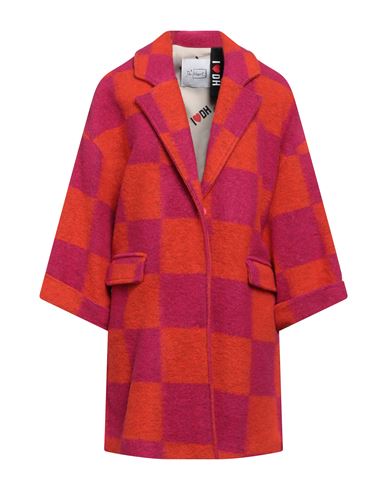 De' Hart Woman Coat Orange Size 2 Virgin Wool, Polyester, Acrylic