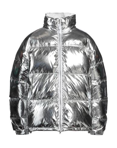 Vetements Man Down Jacket Silver Size S Polyester