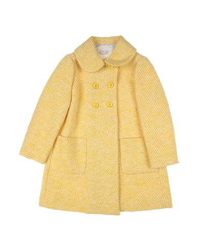Monnalisa Toddler Girl Coat Yellow Size 4 Acrylic, Cotton, Polyester, Virgin Wool, Synthetic Fibers In Yellow