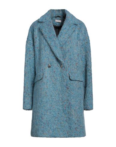 Liu •jo Woman Coat Light Blue Size 10 Polyester, Virgin Wool, Acrylic