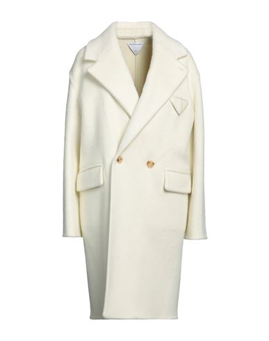 Bottega Veneta Woman Coat Cream Size 6 Wool, Alpaca Wool, Mohair Wool, Polyamide In White
