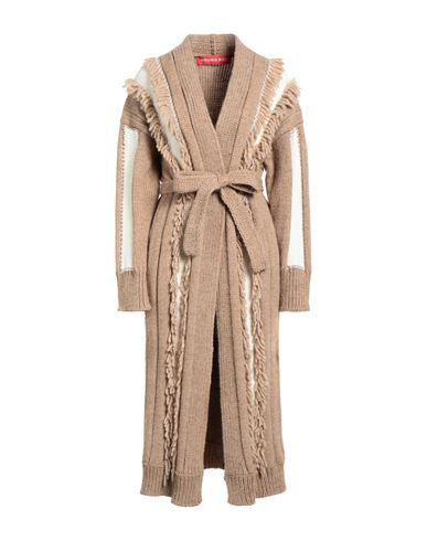 Virginia Bizzi Woman Coat Camel Size 6 Acrylic, Virgin Wool, Alpaca Wool, Viscose In Beige