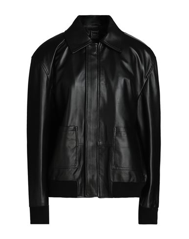 8 By Yoox Leather Oversize Bomber Woman Jacket Black Size 12 Lambskin