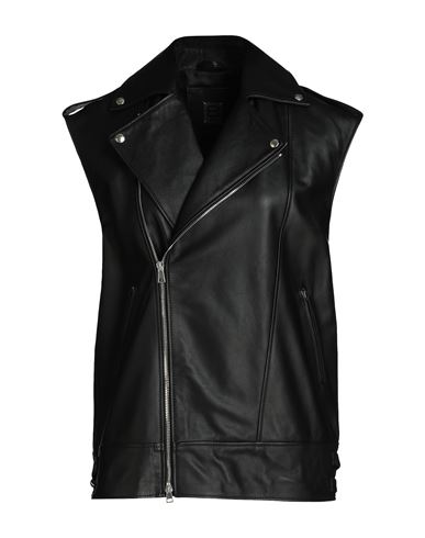 8 By Yoox Leather Oversize Biker Vest Woman Jacket Black Size 12 Lambskin